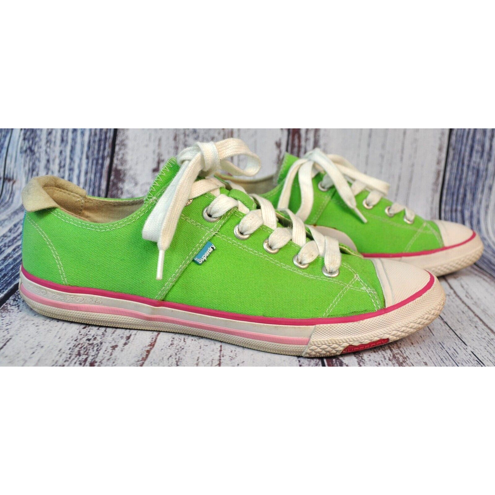 Superdry Low Pro Women's Lime Green Canvas Trainers Shoes UK Size 7 VGC